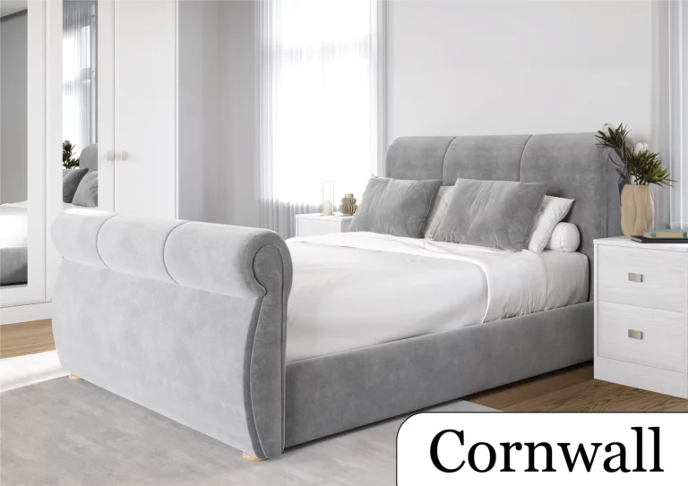 Cornwall 5 foot kingsize bedframe Naples Dolphin Sleigh bed upholestered framed bed king