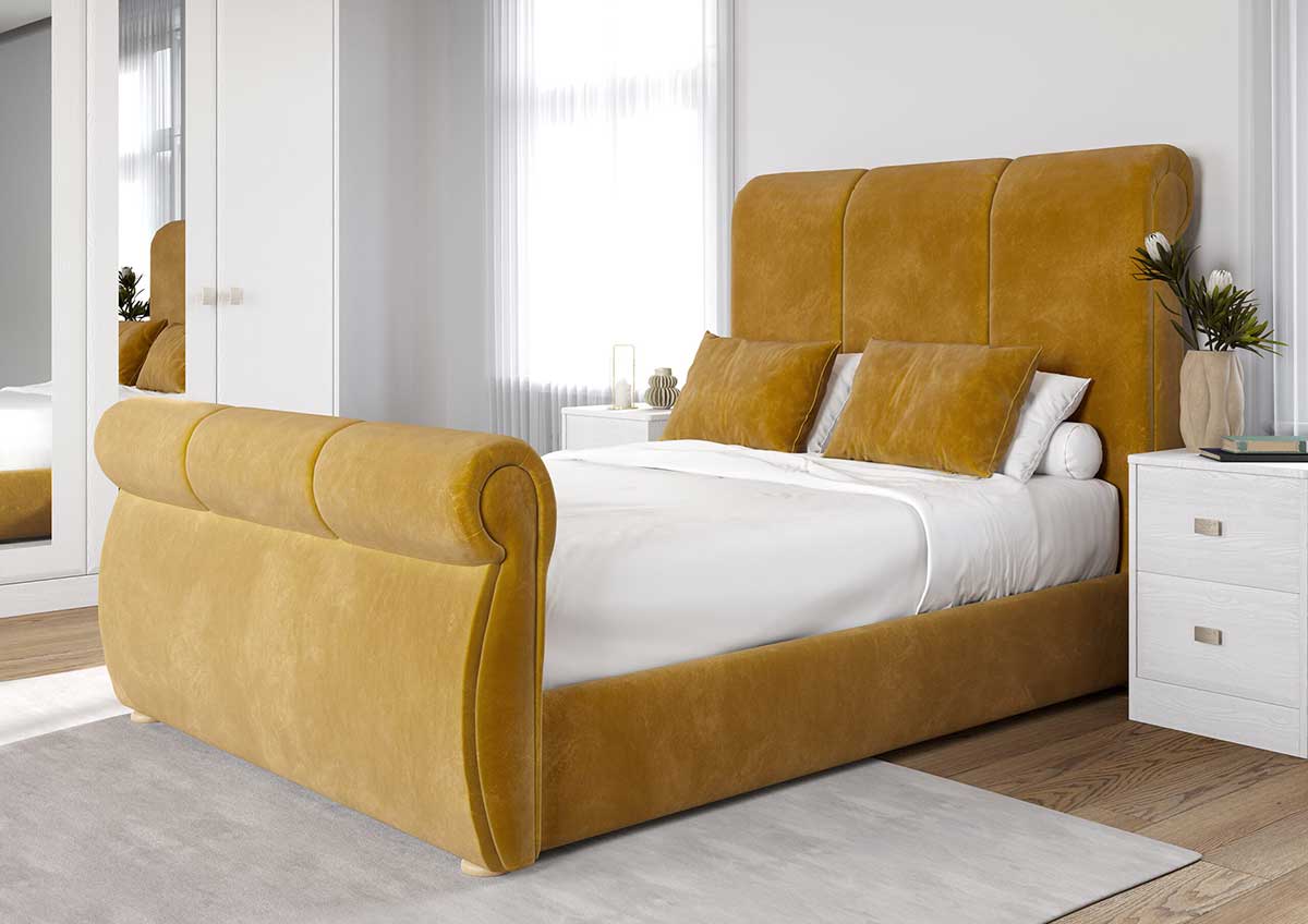 Canterbury Bedframe Corn 5 foot kingsize bedframe Sleigh bed upholestered framed bed king