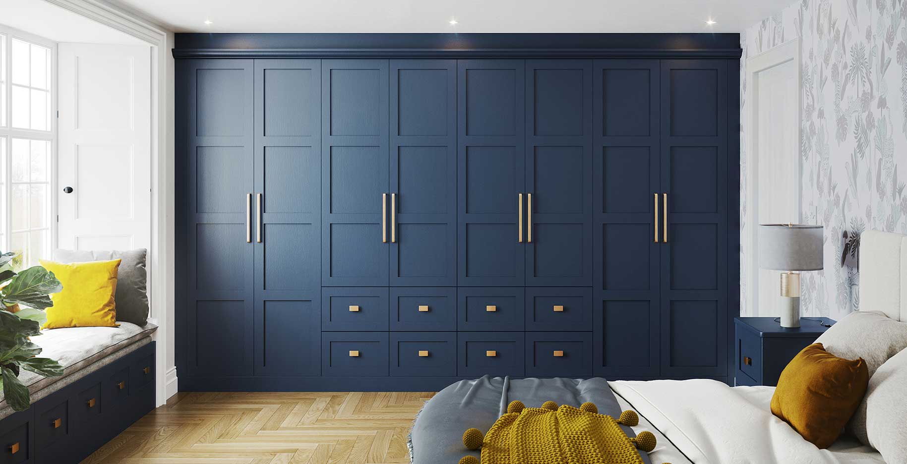 Blue Indigo Grain Evesham Design Fitted Bedroom