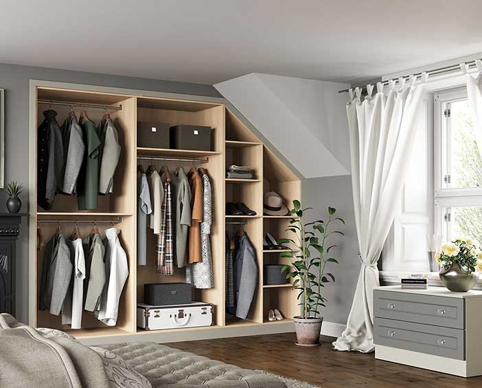 Sloped Range Wall of Robes Open