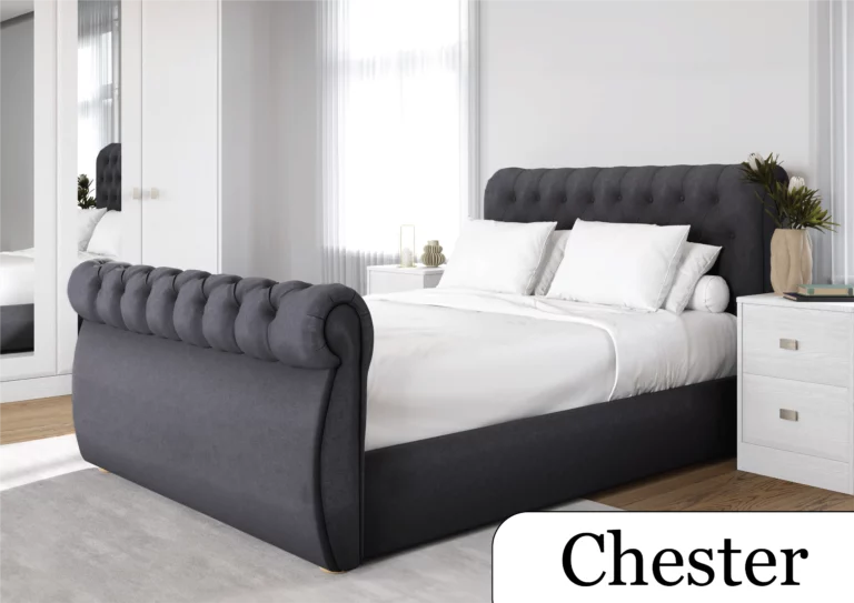 Chester Bedframe Naples Slate 5 foot kingsize bedframe Sleigh bed upholestered framed bed king