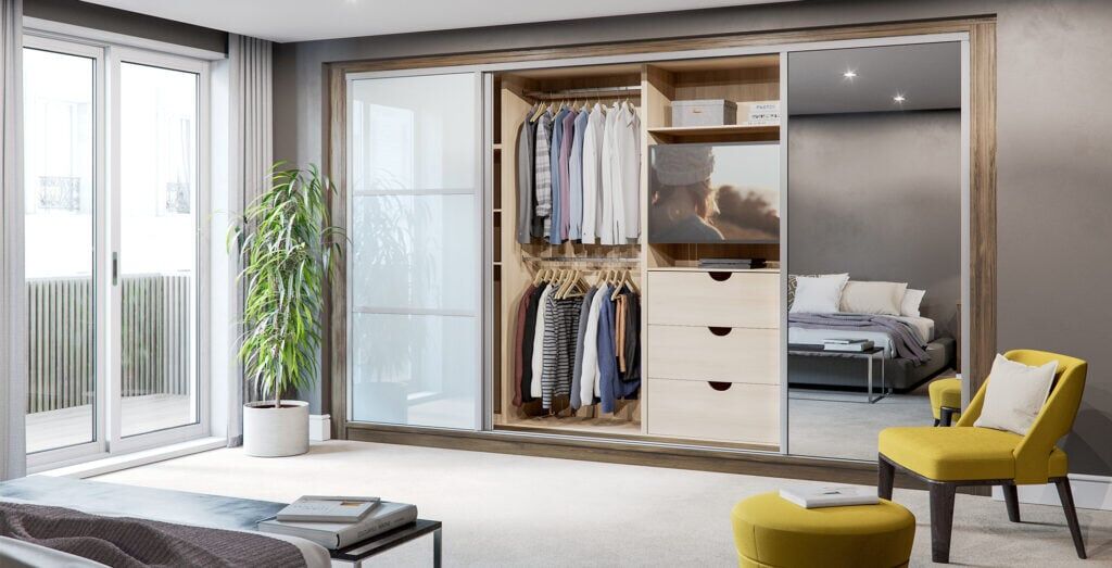 3 Panel Equal Sliding Wardrobe open