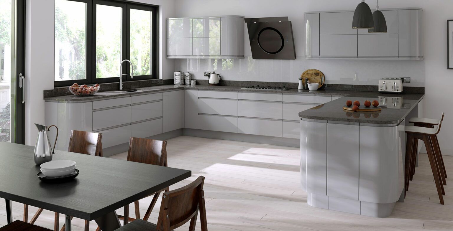 Dove Grey Gloss Handless Kitchen