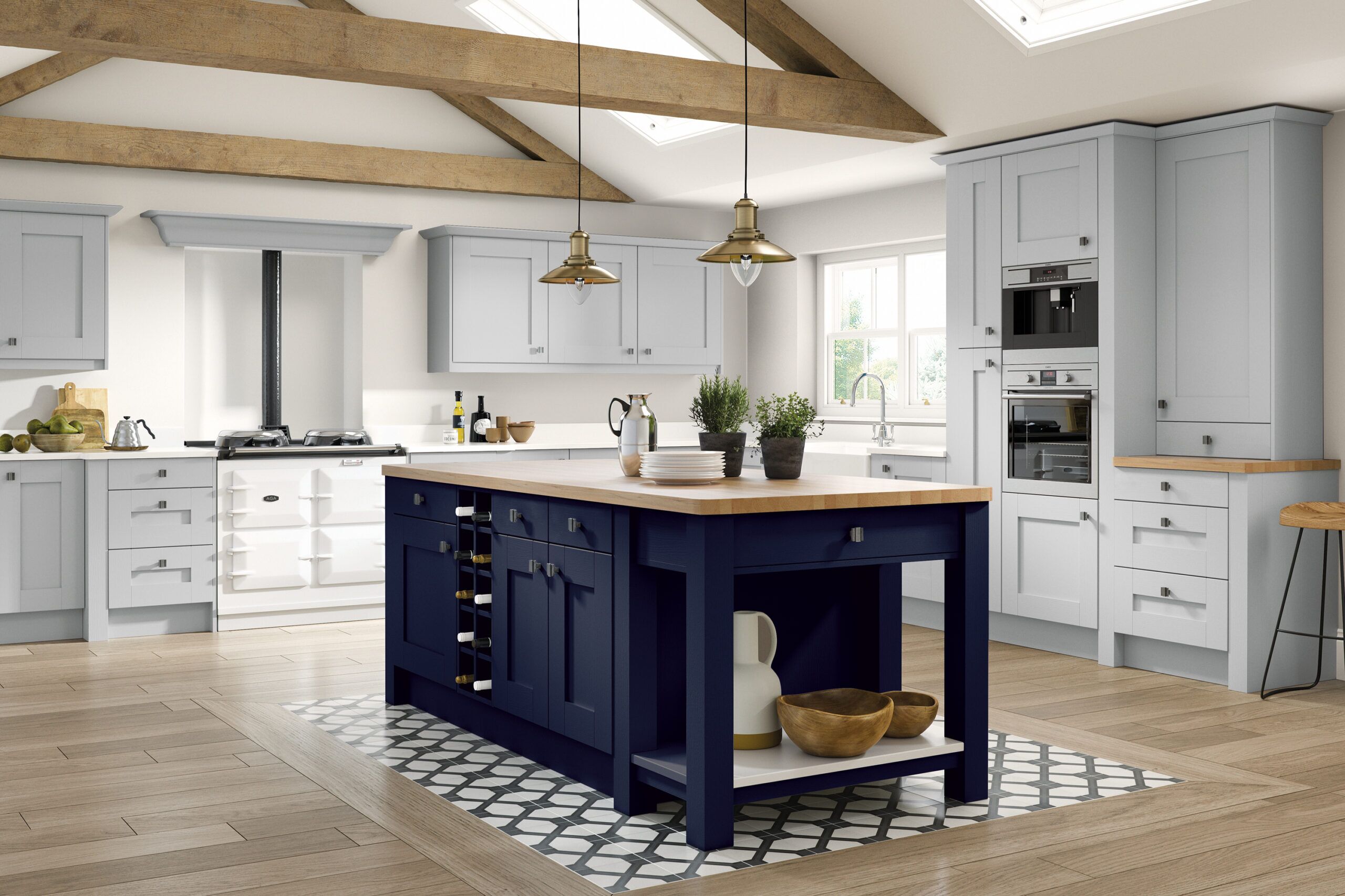 CGI Kitchen 5Piece Fenwick S2 Legno White Grey Legno Marine Blue RGB